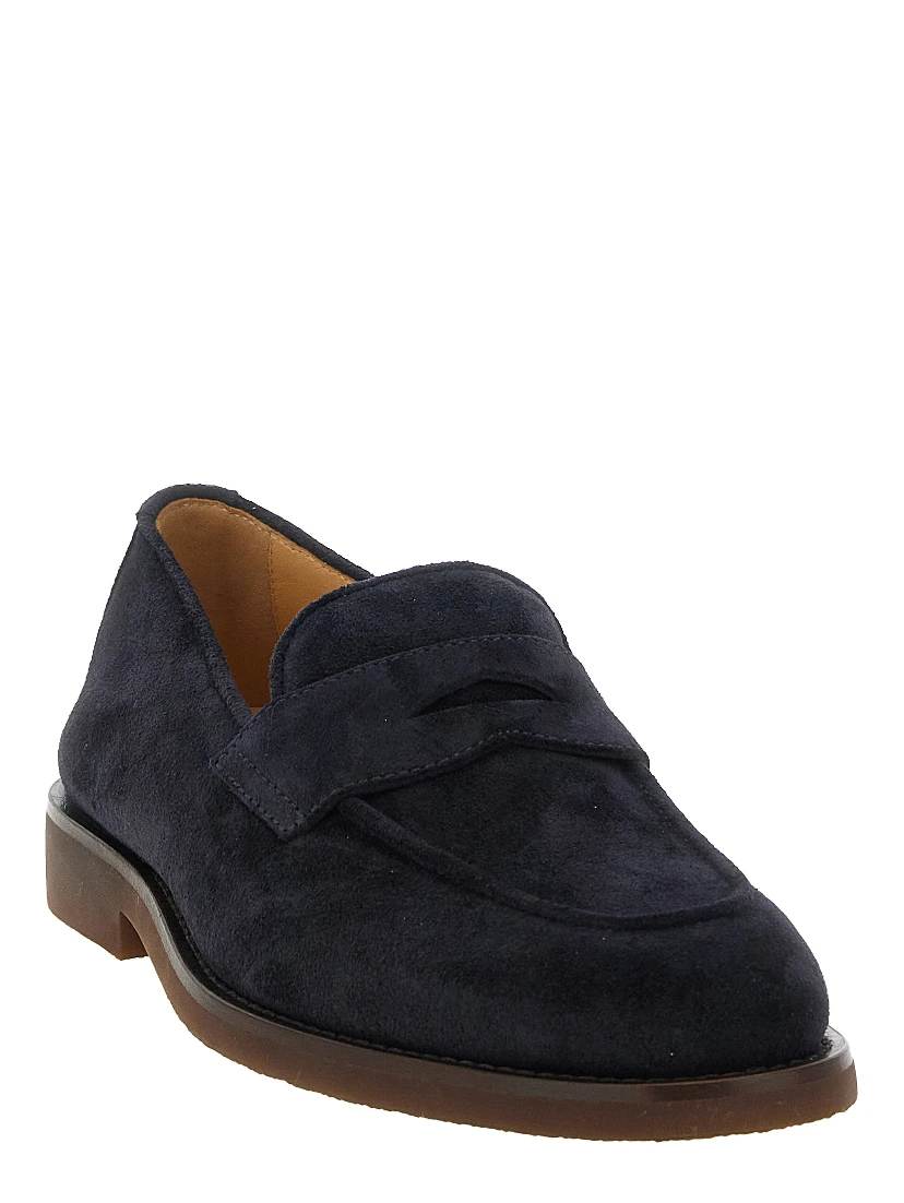 Blue Calfskin Slip-On Loafers