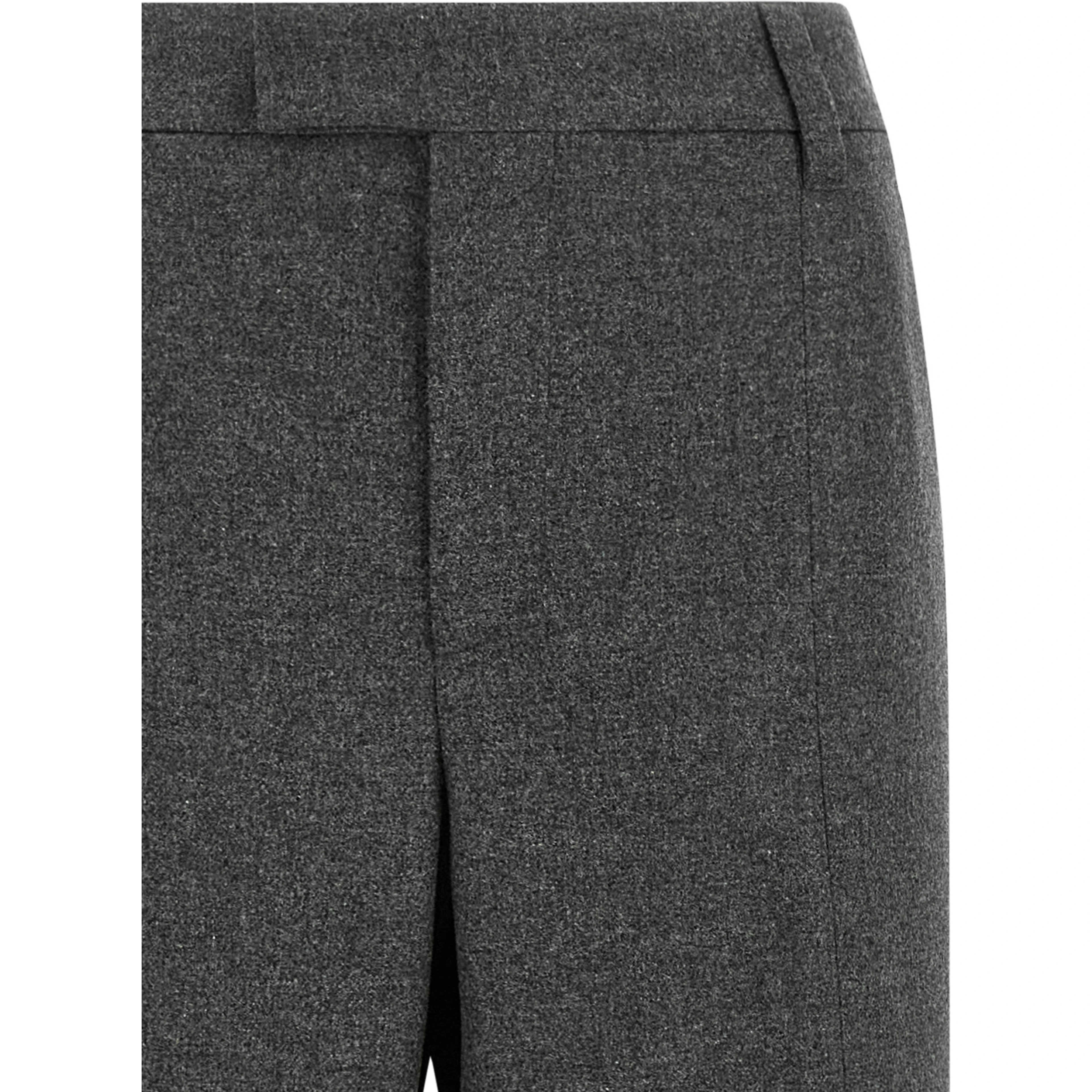 Gray Virgin Wool Flared Pants