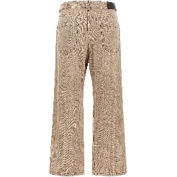 Beige Cotton Cropped Jeans