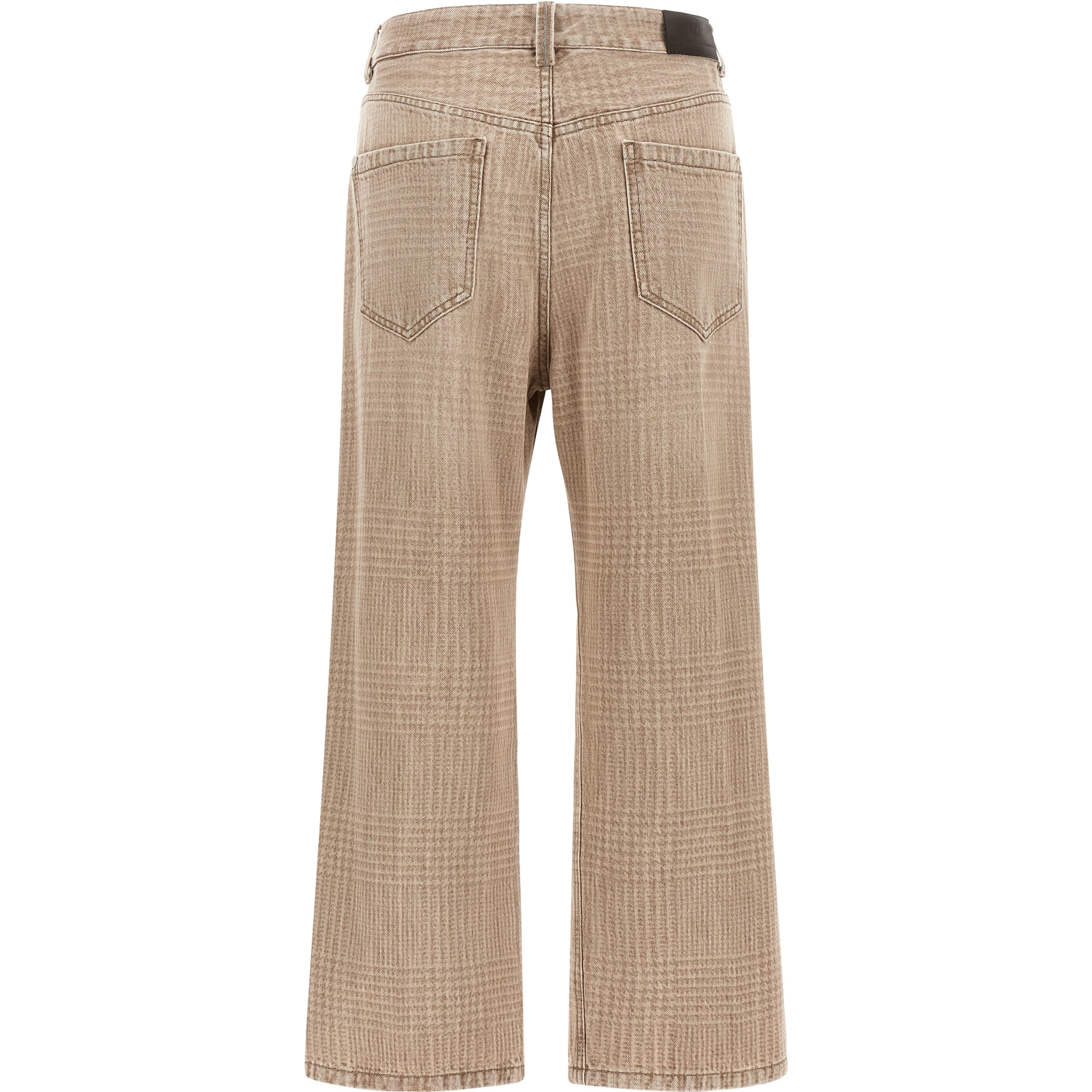 Beige Cotton Cropped Jeans