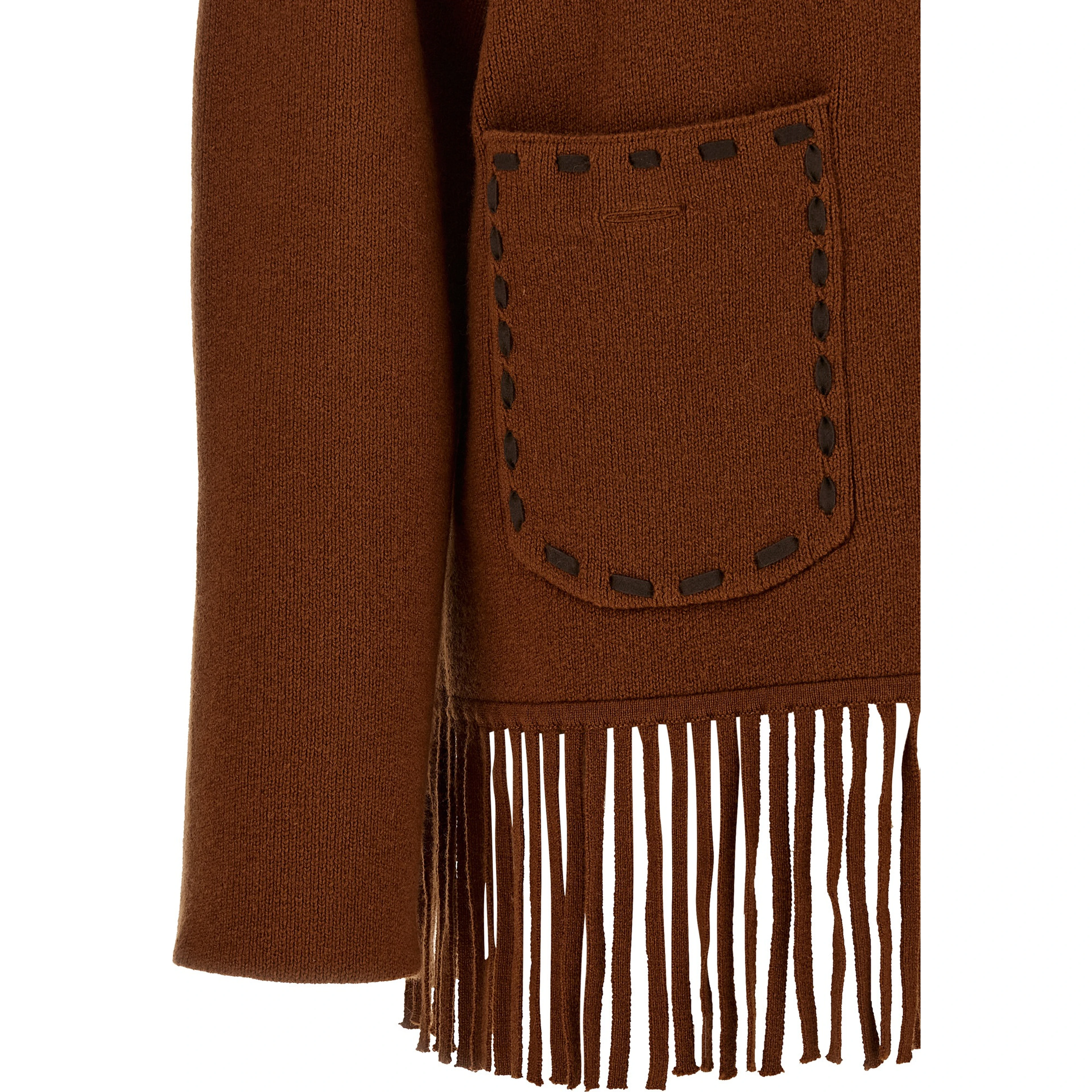 Brown Wool Full-Length Jacket