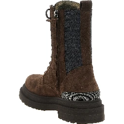 Brown Calfskin Lace-Up Boots