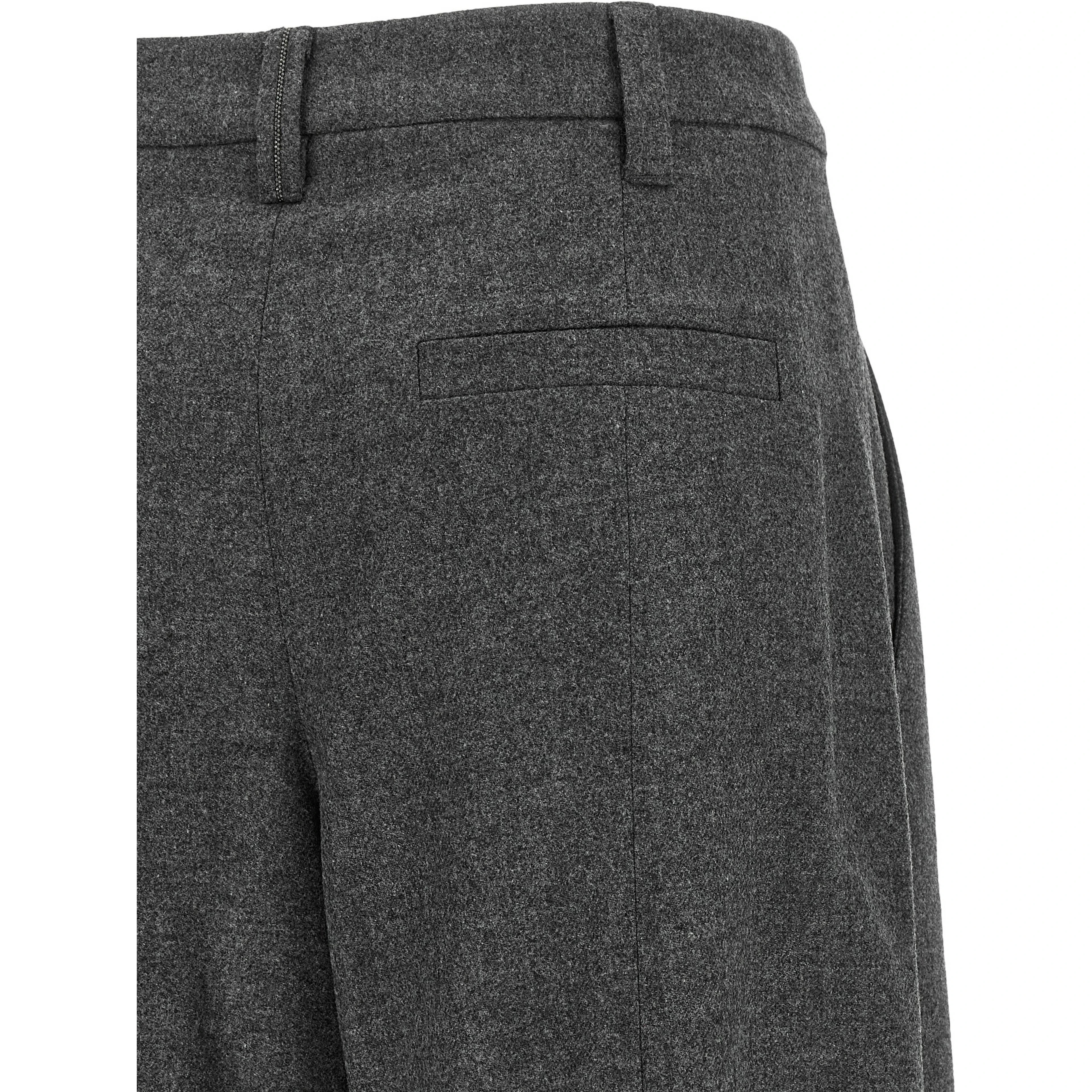 Gray Virgin Wool Flared Pants