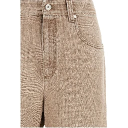 Beige Cotton Cropped Jeans