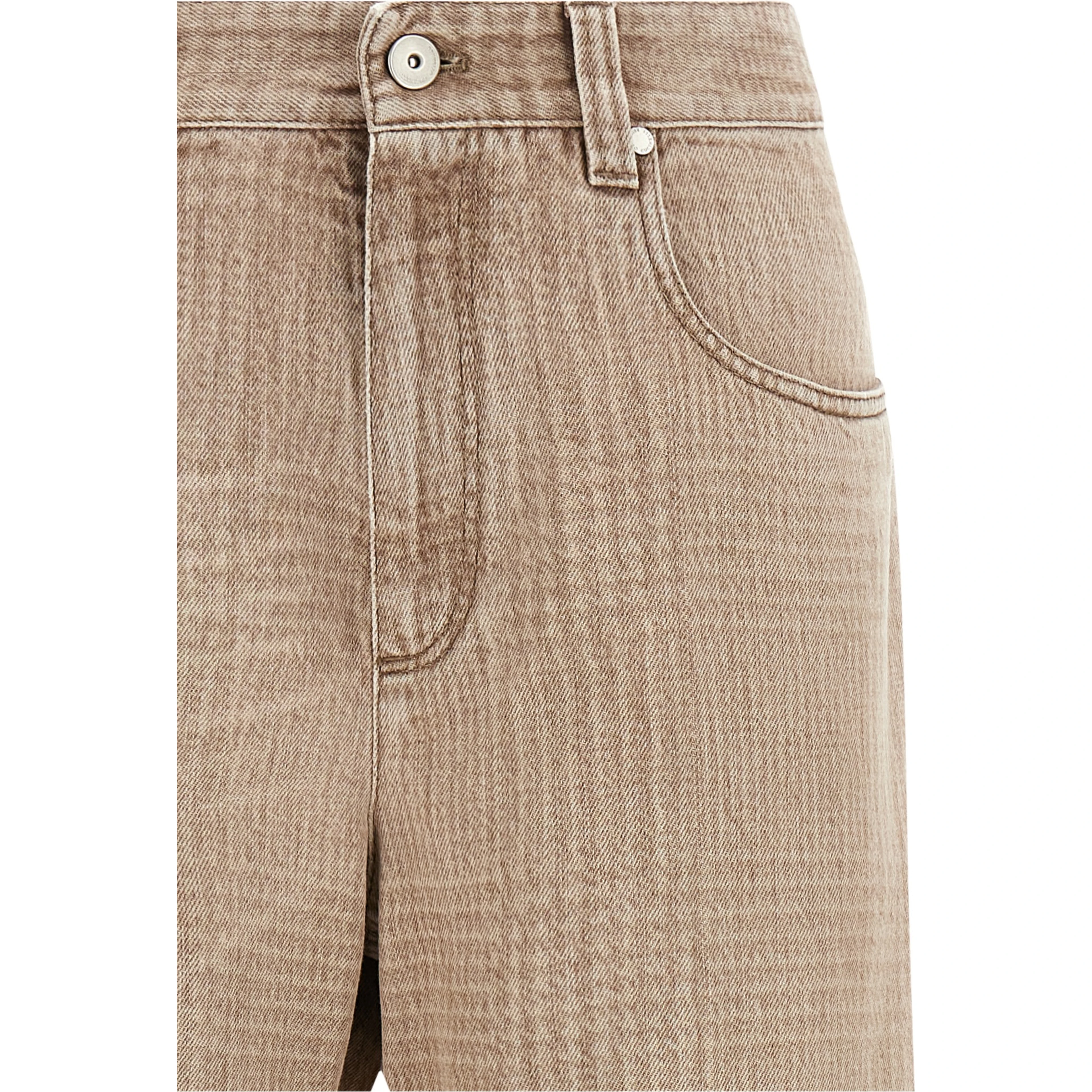 Beige Cotton Cropped Jeans