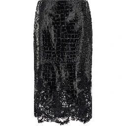 Black Calfskin Midi Skirt