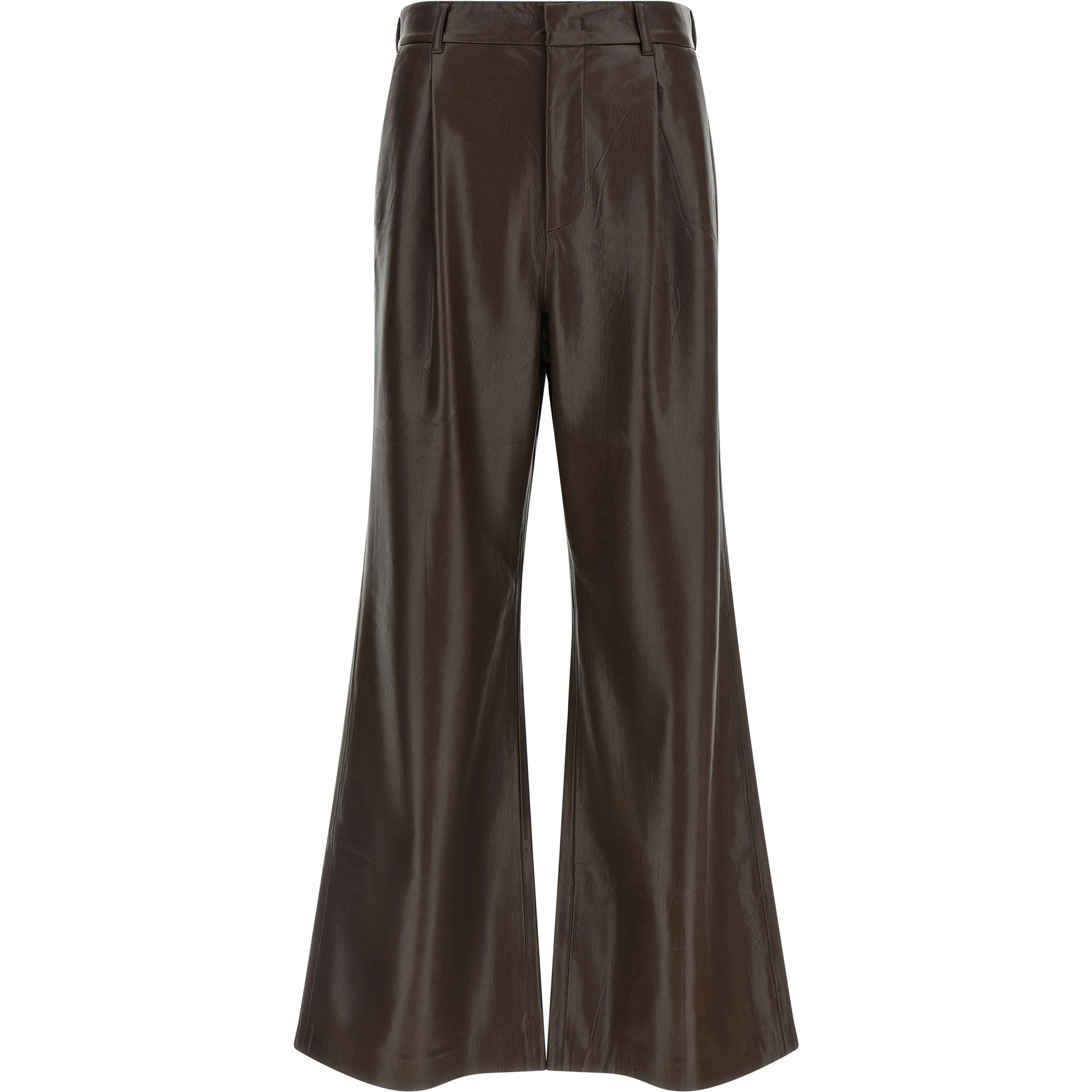 Brown Polyester Flared Pants