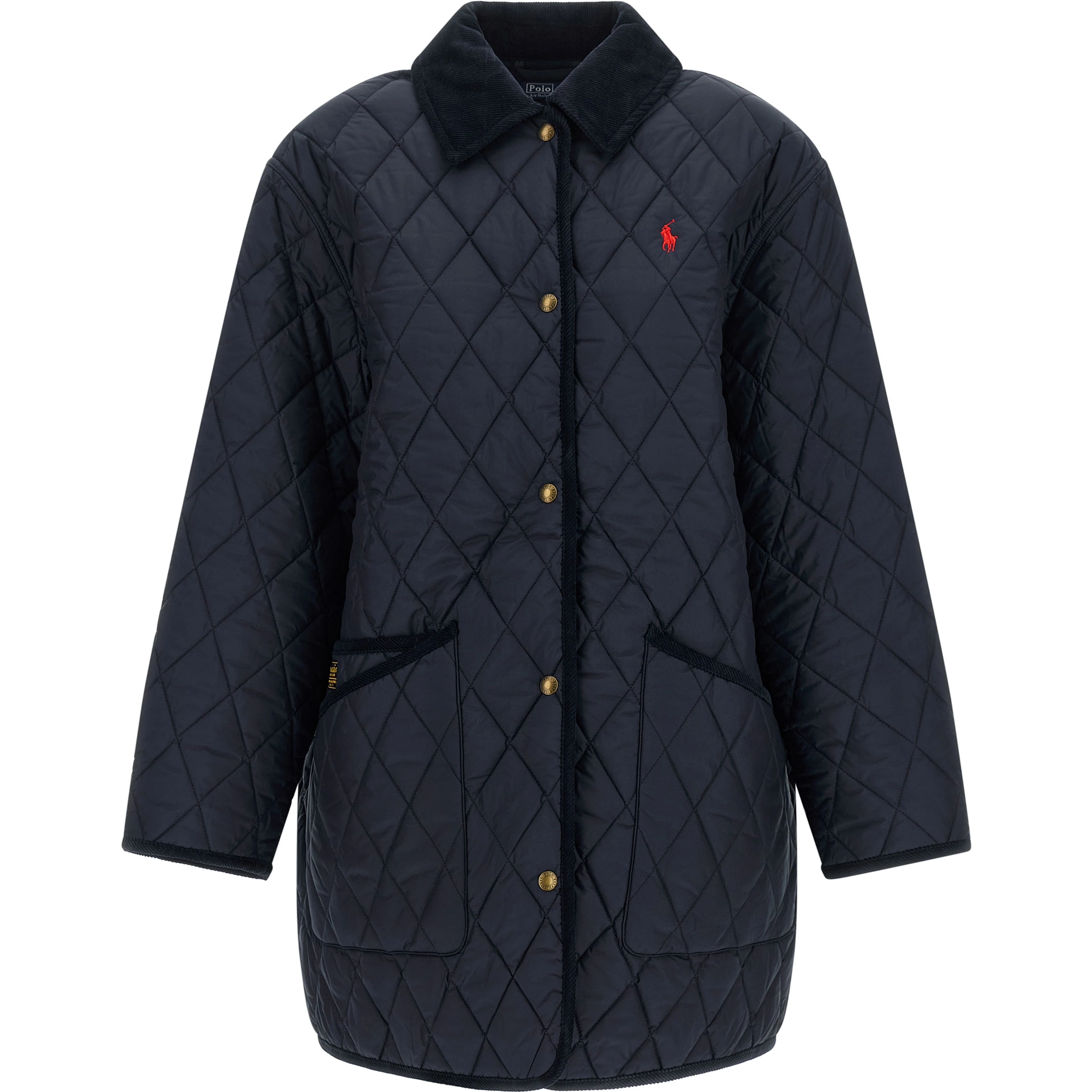 Blue Polyester Full-Length Jacket