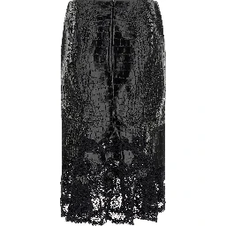 Black Calfskin Midi Skirt