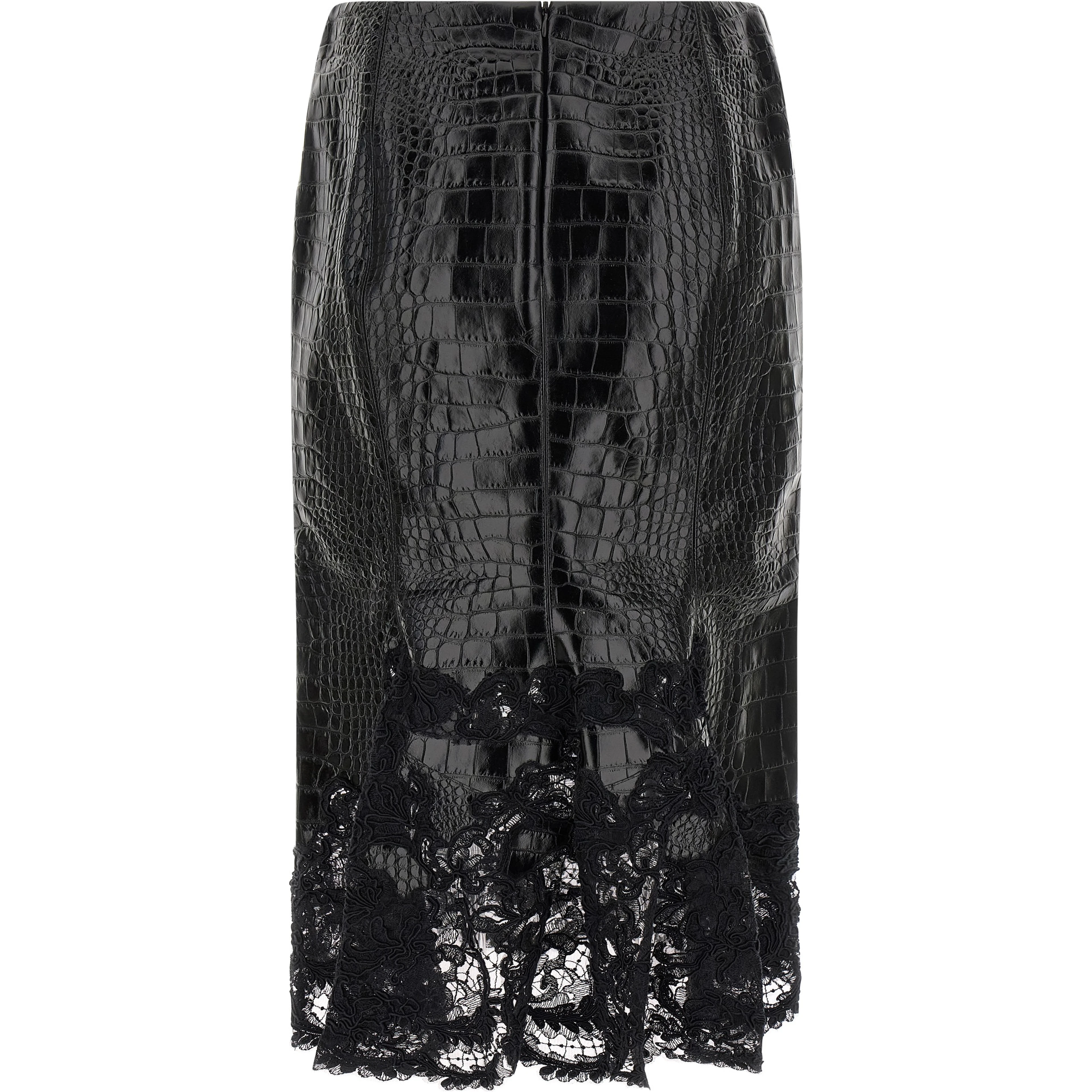 Black Calfskin Midi Skirt