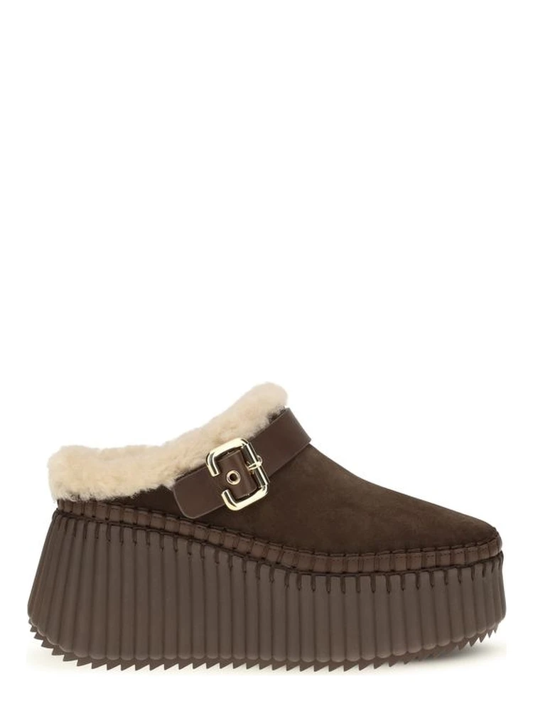 Brown Calf Leather Bos Taurus Mules