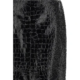 Black Calfskin Midi Skirt
