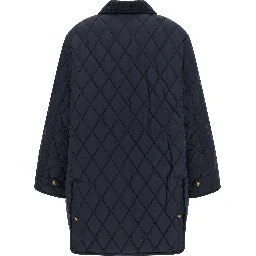Blue Polyester Full-Length Jacket