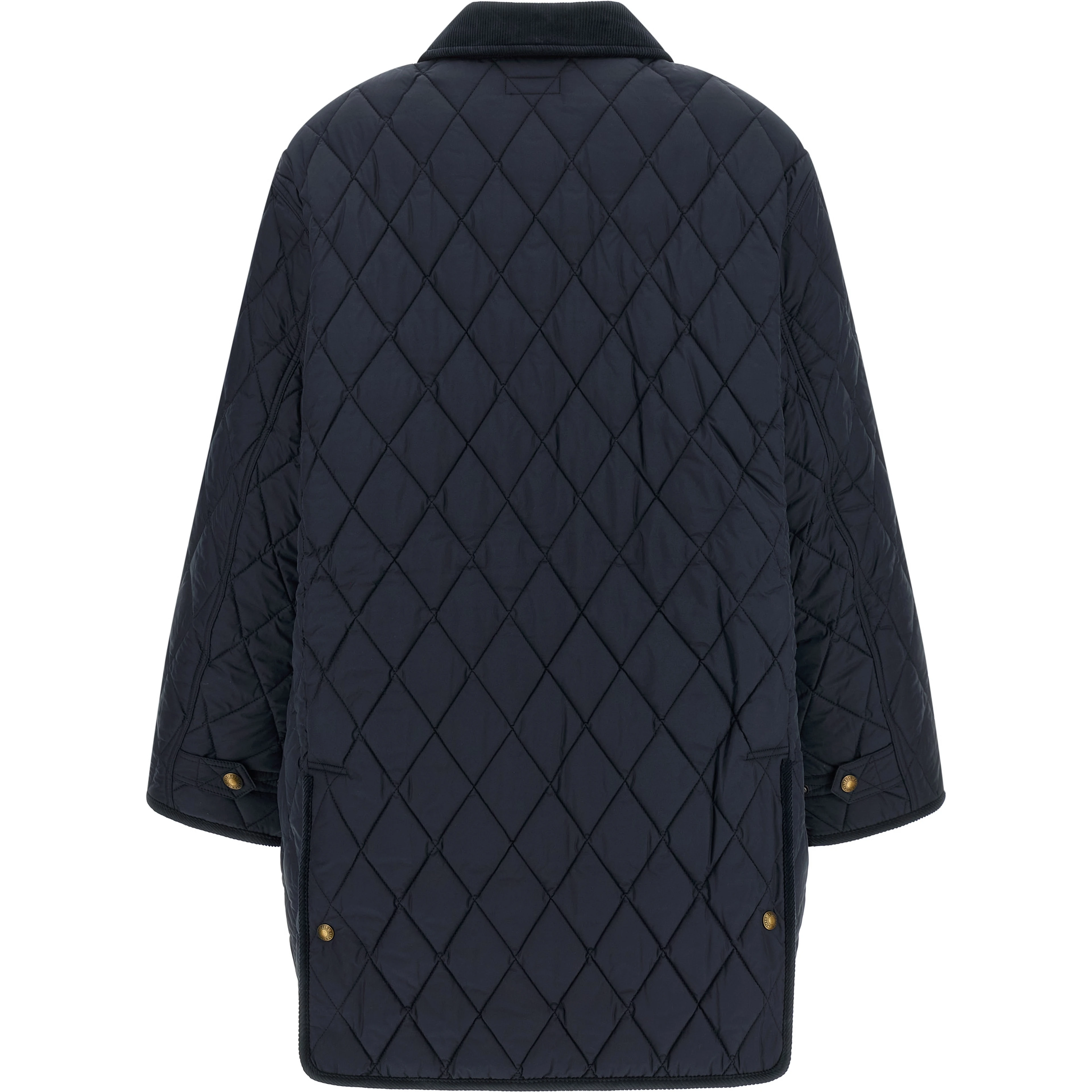 Blue Polyester Full-Length Jacket