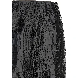 Black Calfskin Midi Skirt