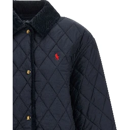 Blue Polyester Full-Length Jacket