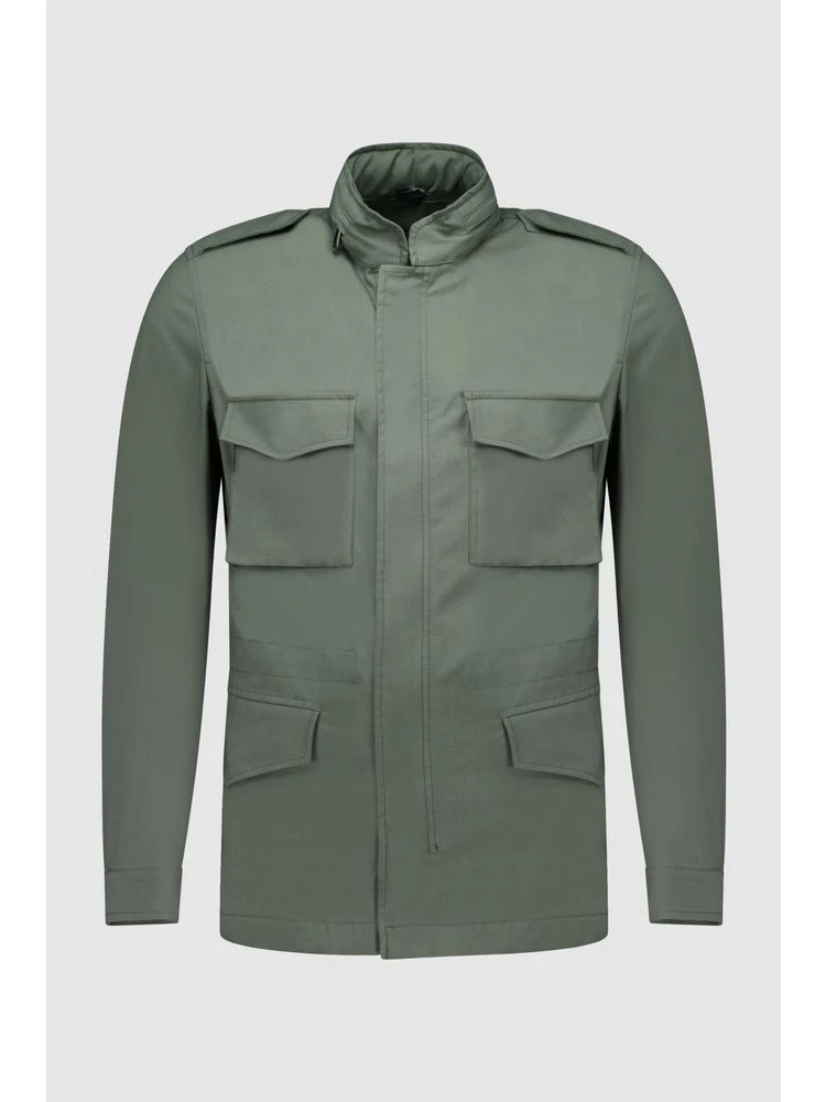 Green Cotton Full-Length Jacket