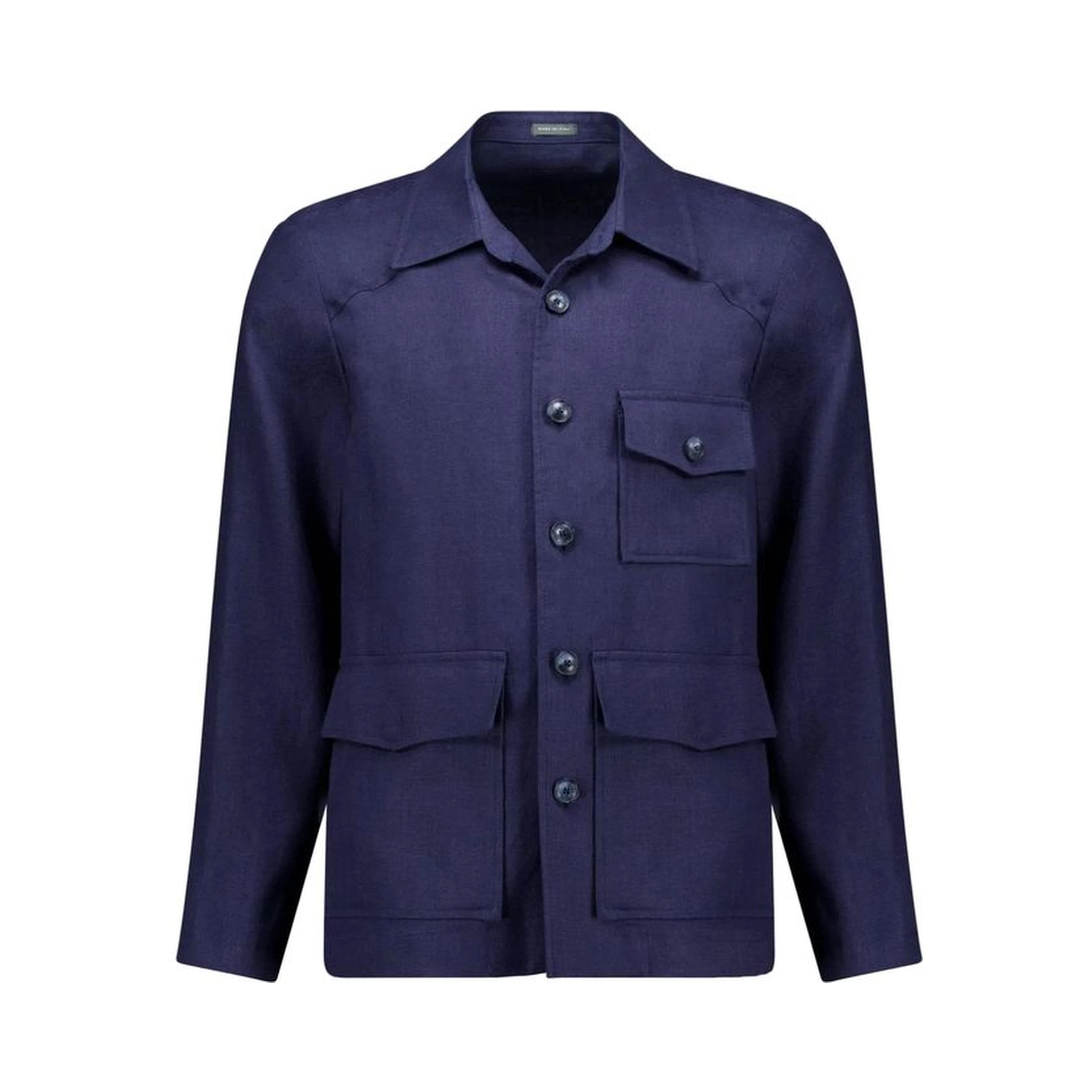 Navy Blue Linen Full-Length Jacket