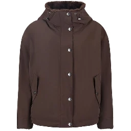 Brown Cotton Full-Length Jacket