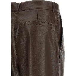 Brown Polyester Flared Pants