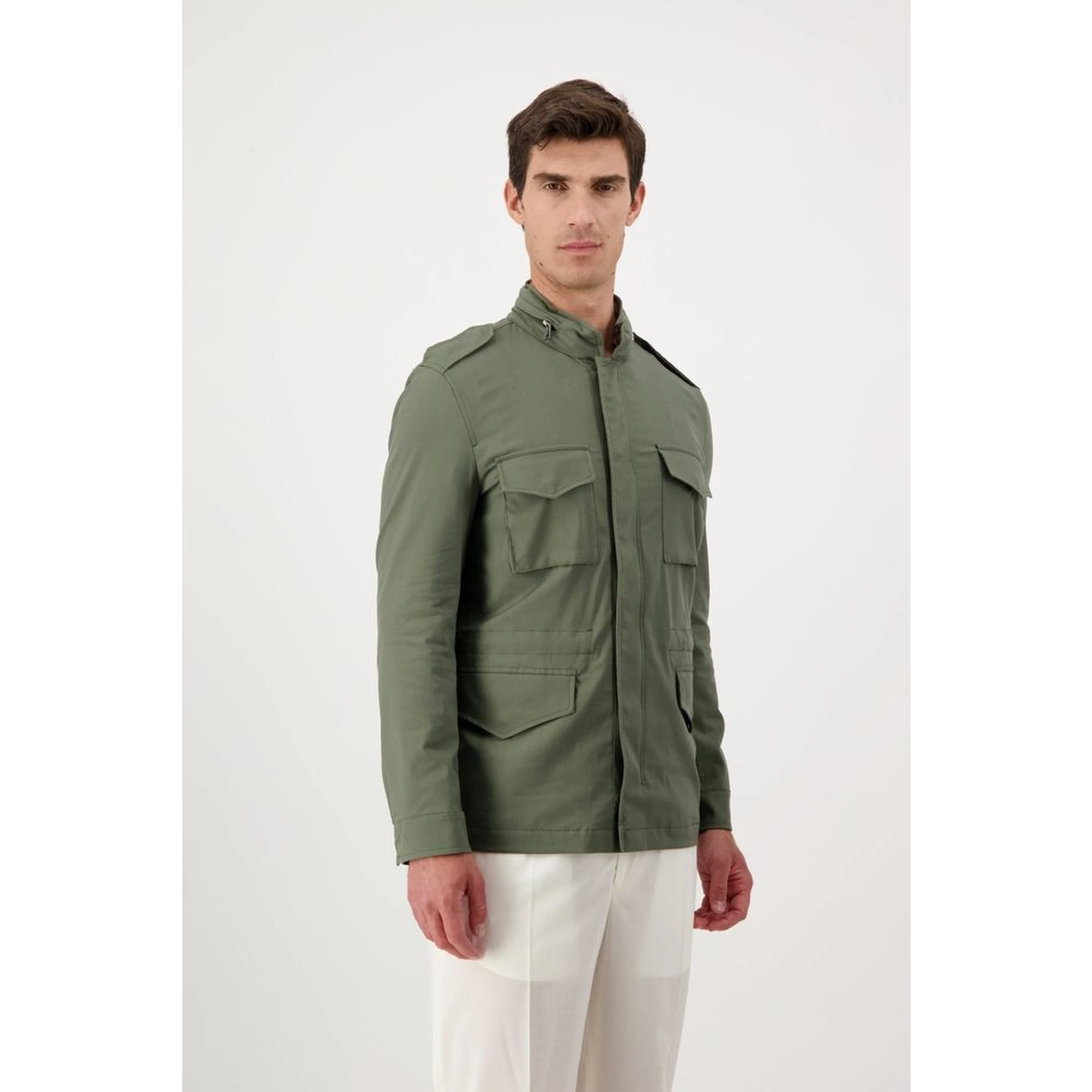 Green Cotton Full-Length Jacket
