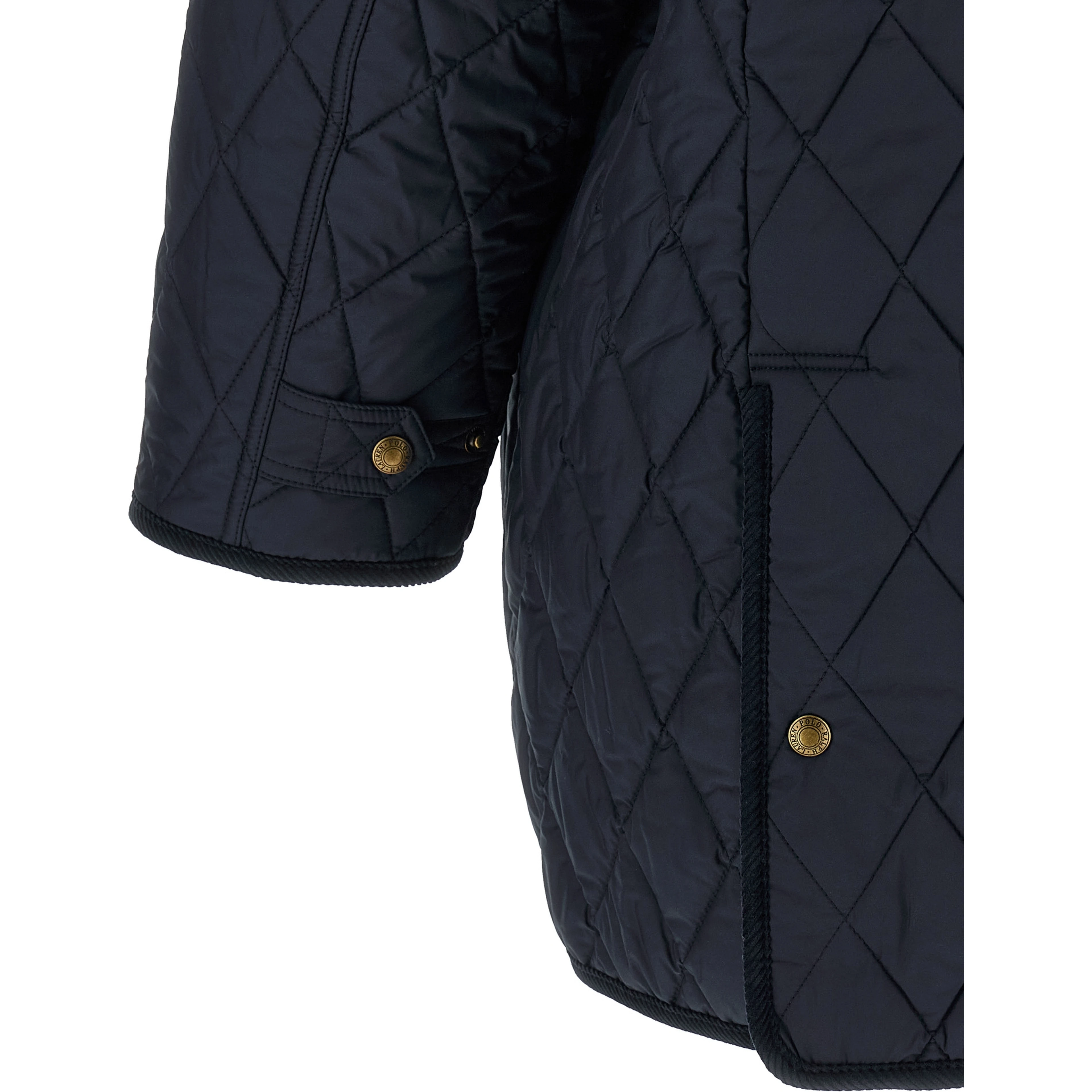 Blue Polyester Full-Length Jacket