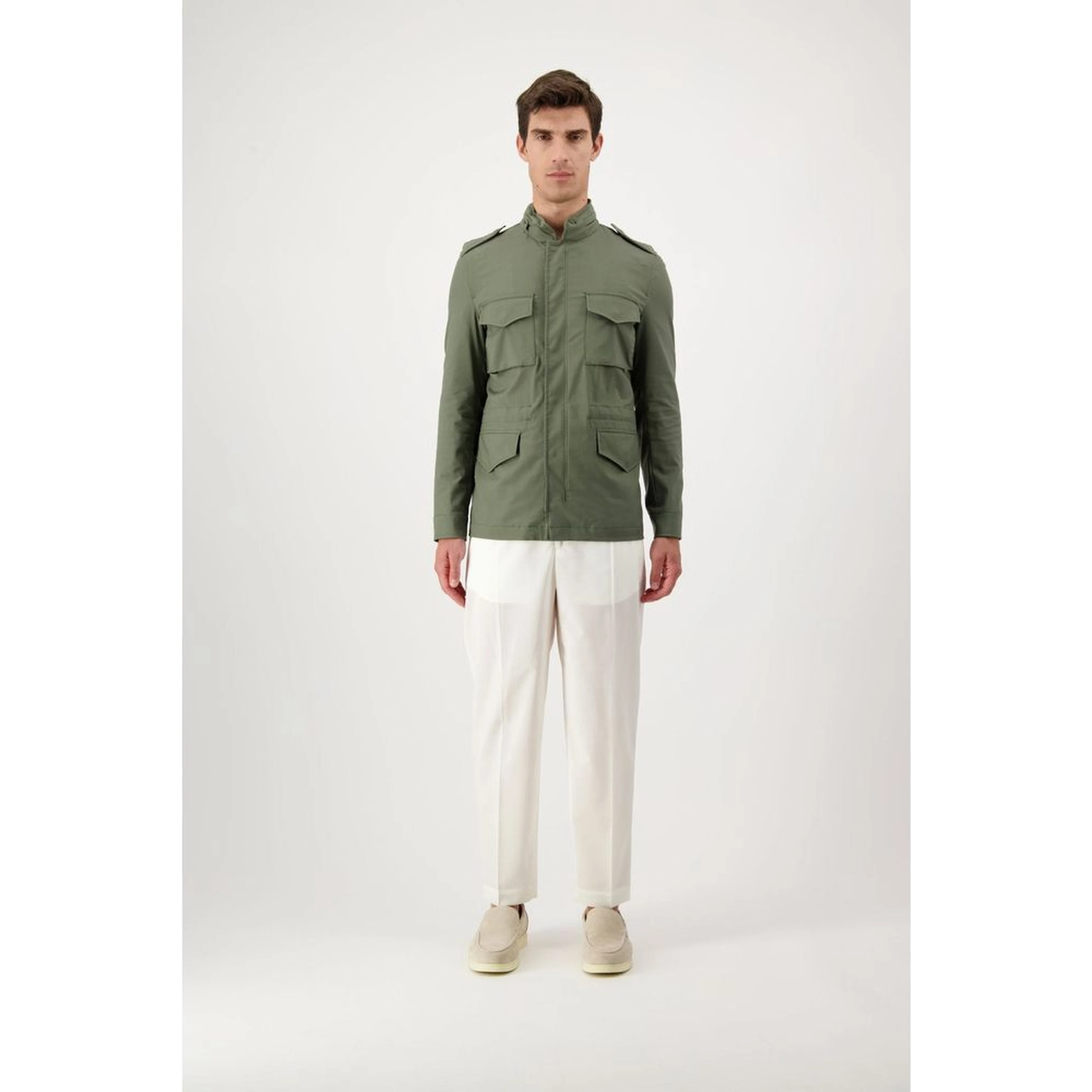 Green Cotton Full-Length Jacket