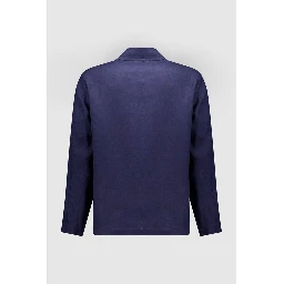 Navy Blue Linen Full-Length Jacket