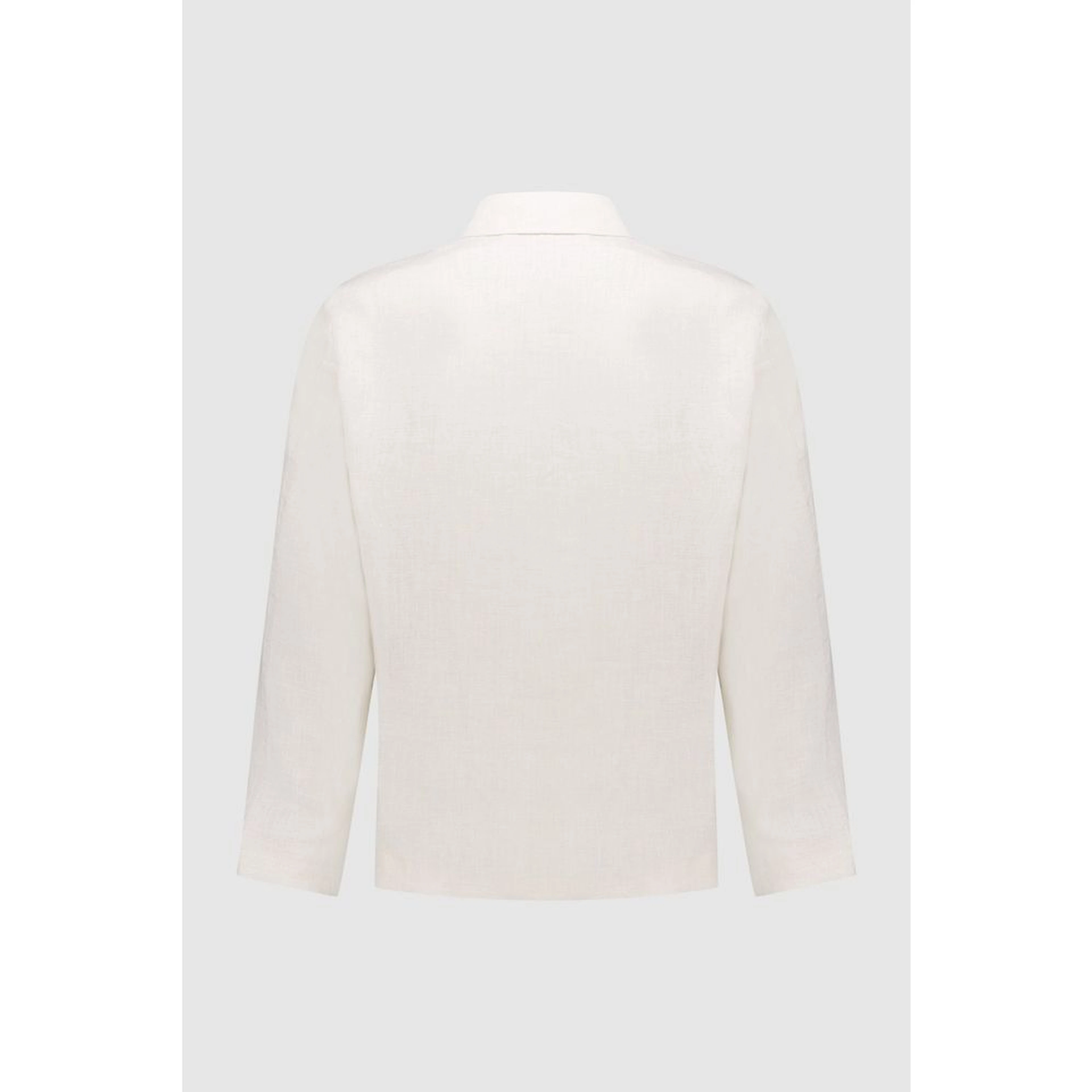 Beige Linen Full-Length Jacket