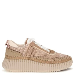 Beige Nylon Athletic Sneakers