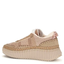 Beige Nylon Athletic Sneakers