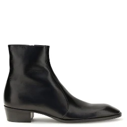 Black Calf Leather Bos Taurus Ankle Boots