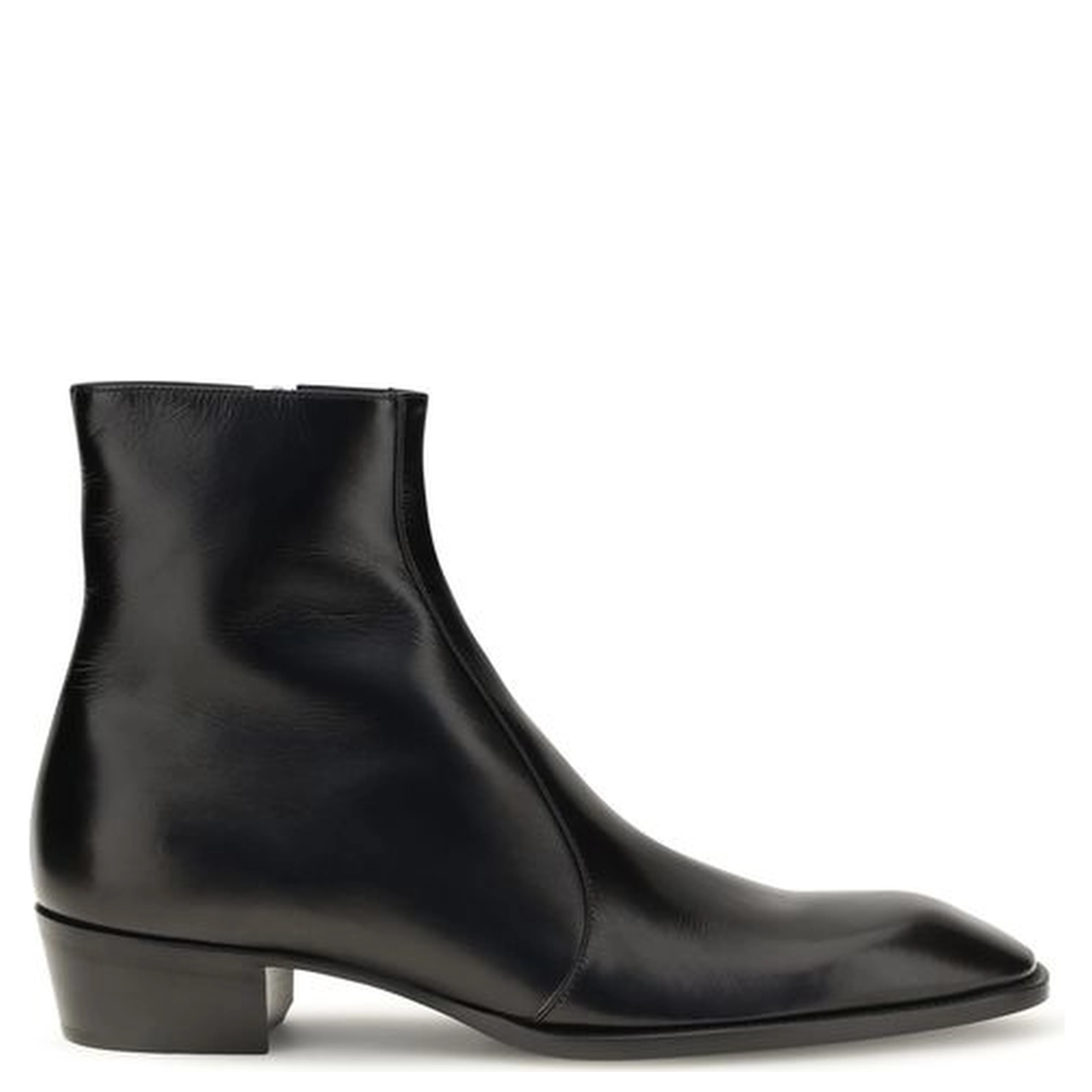 Black Calf Leather Bos Taurus Ankle Boots