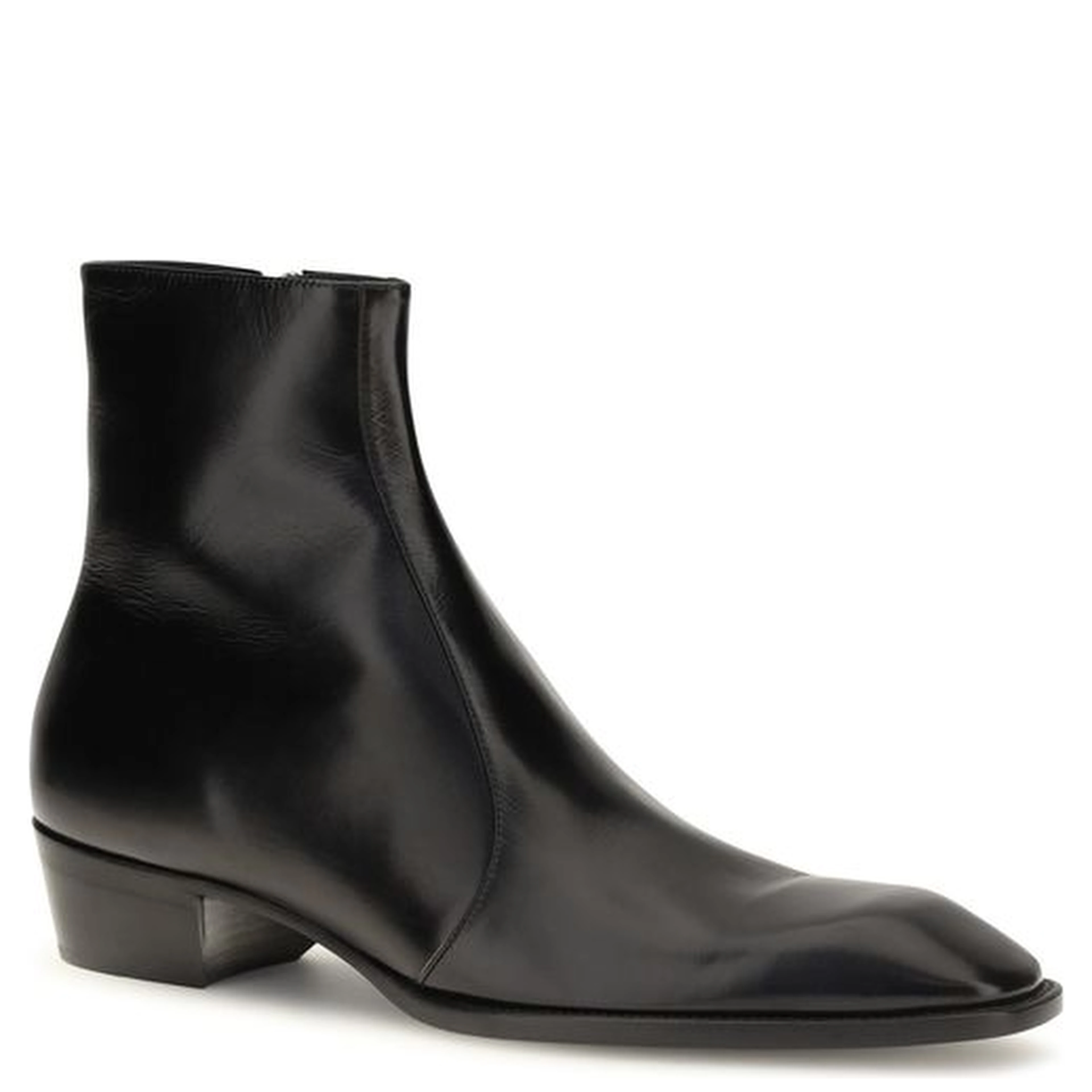 Black Calf Leather Bos Taurus Ankle Boots