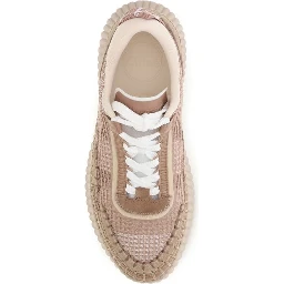 Beige Nylon Athletic Sneakers