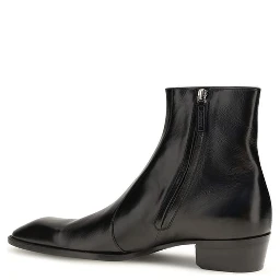 Black Calf Leather Bos Taurus Ankle Boots