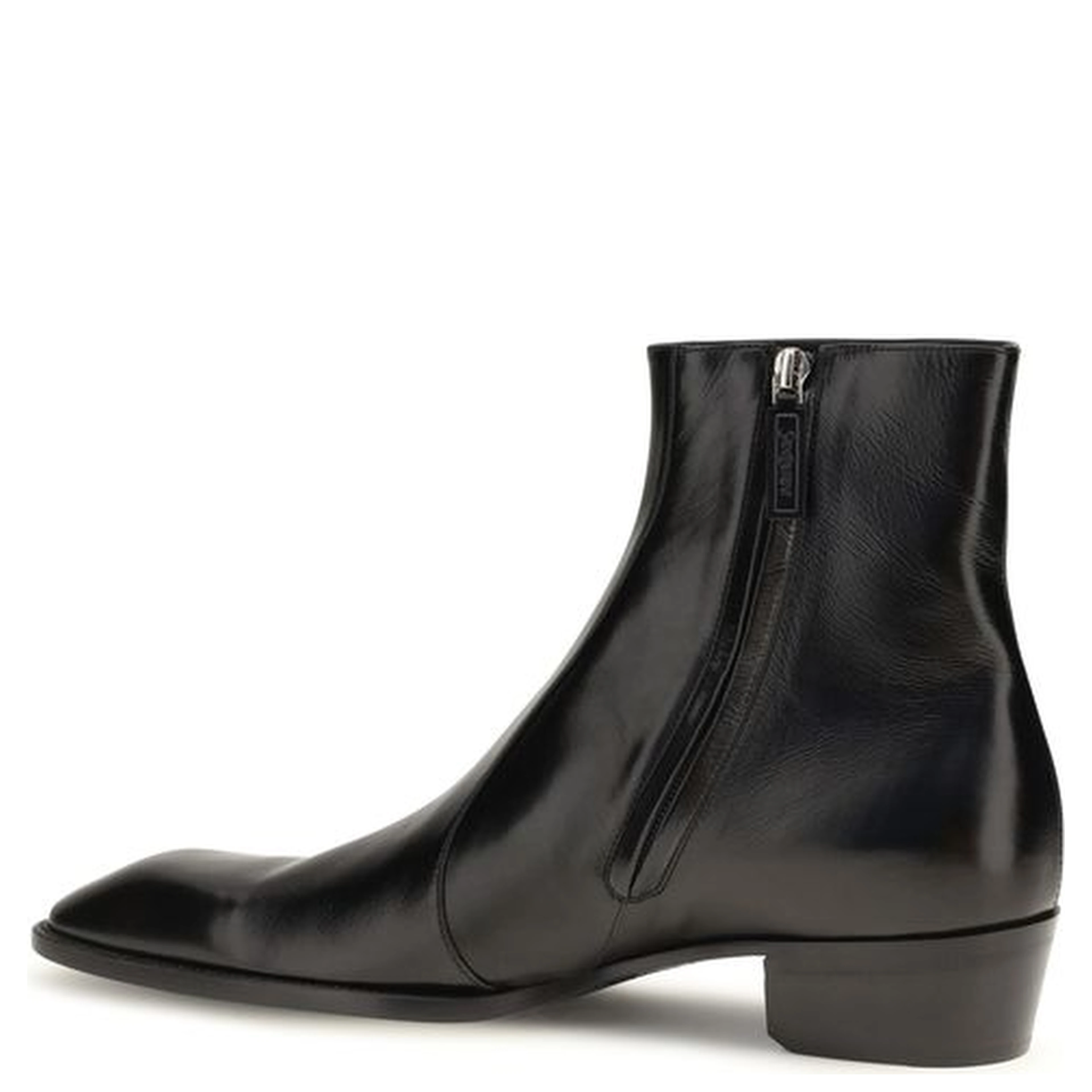 Black Calf Leather Bos Taurus Ankle Boots