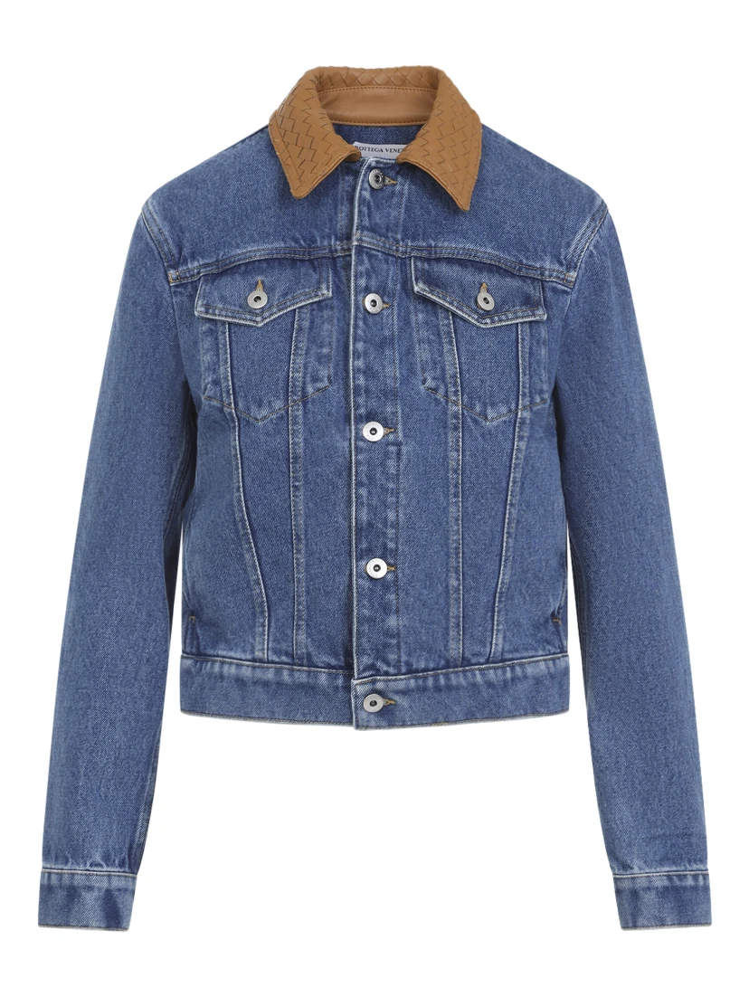 Bottega Veneta Denim Intrecciato Collar Jacket