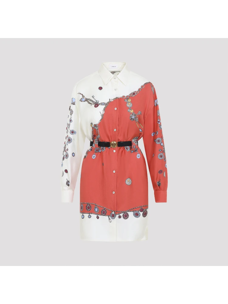 Versace Twill Silk Stolen Jewels Dress
