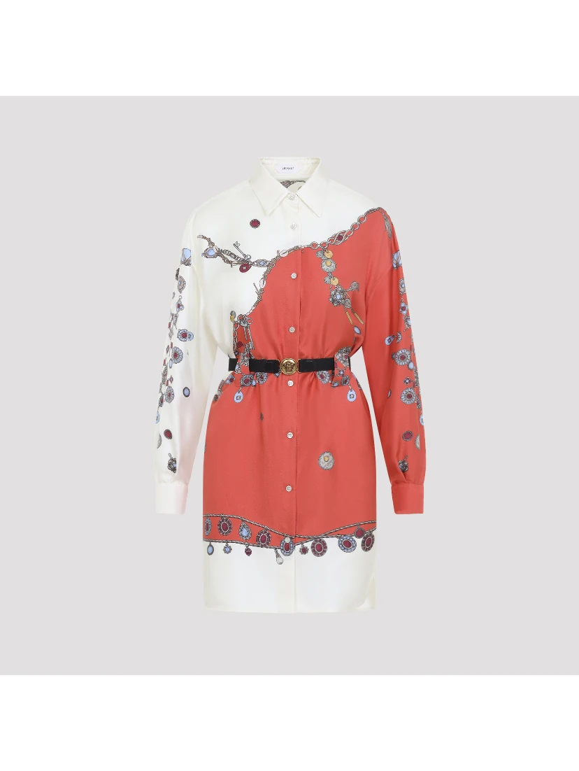 Versace Twill Silk Stolen Jewels Dress