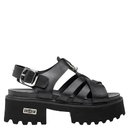 Black Leather Platform Sandals
