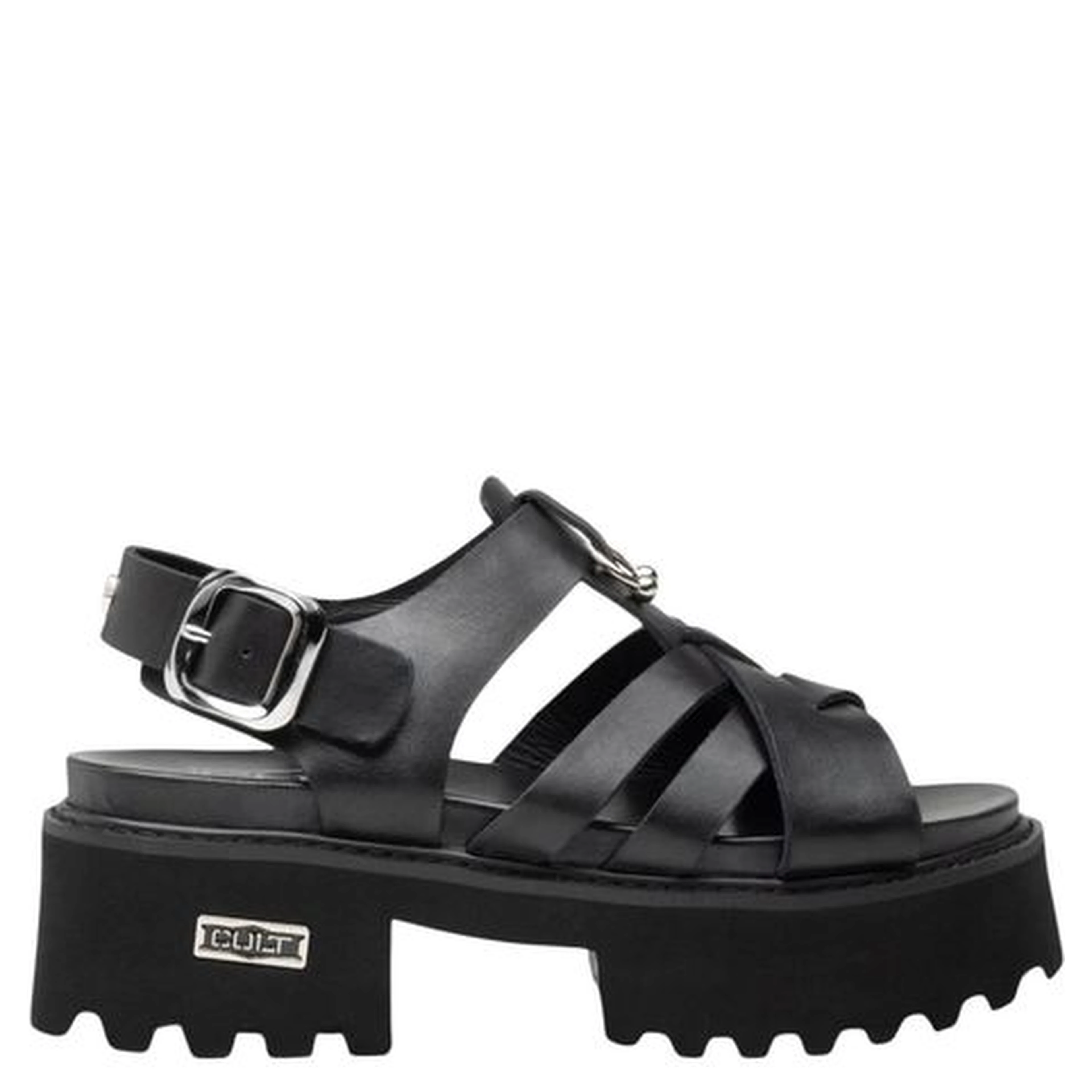 Black Leather Platform Sandals