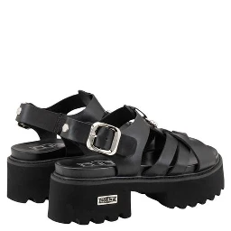 Black Leather Platform Sandals