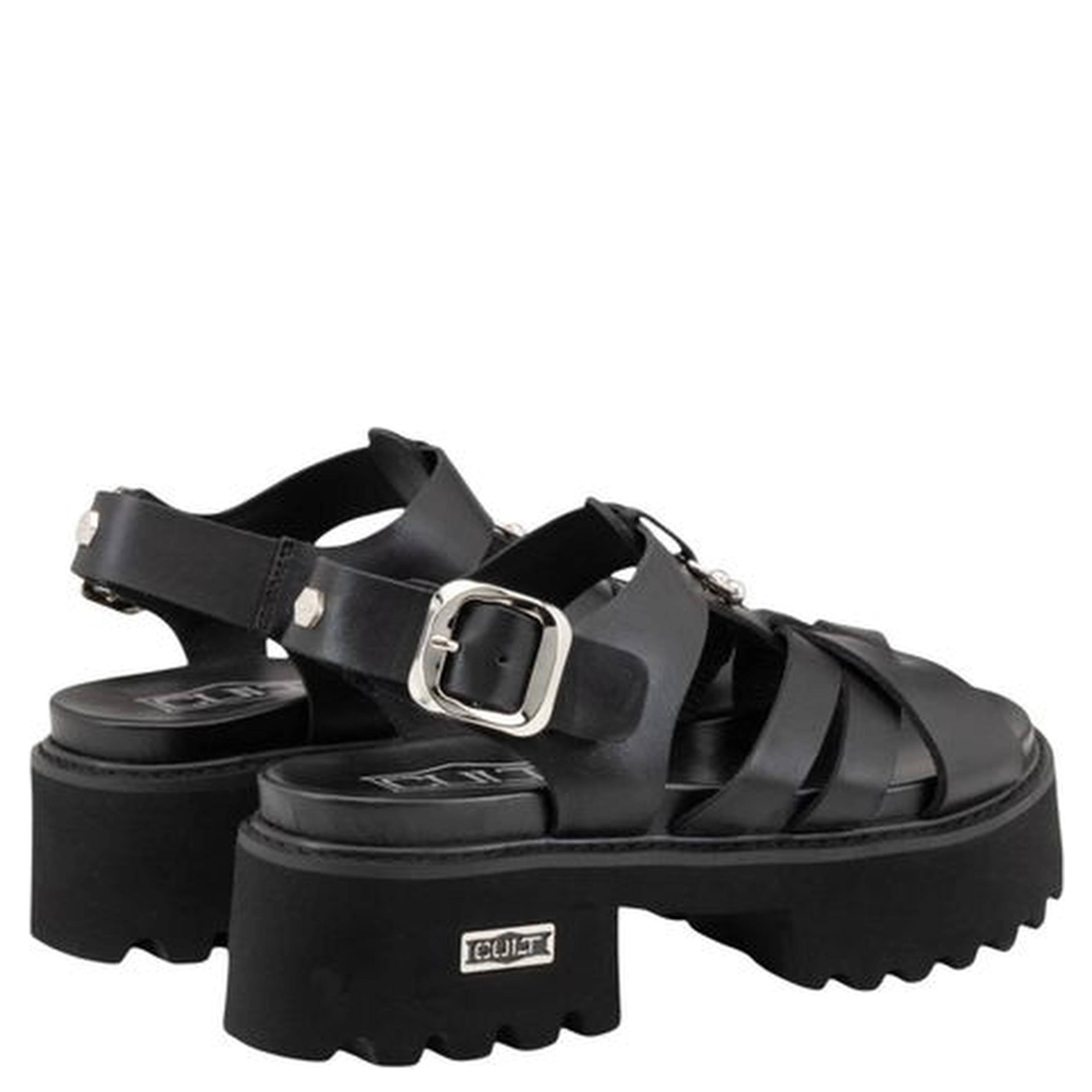 Black Leather Platform Sandals