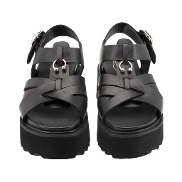 Black Leather Platform Sandals