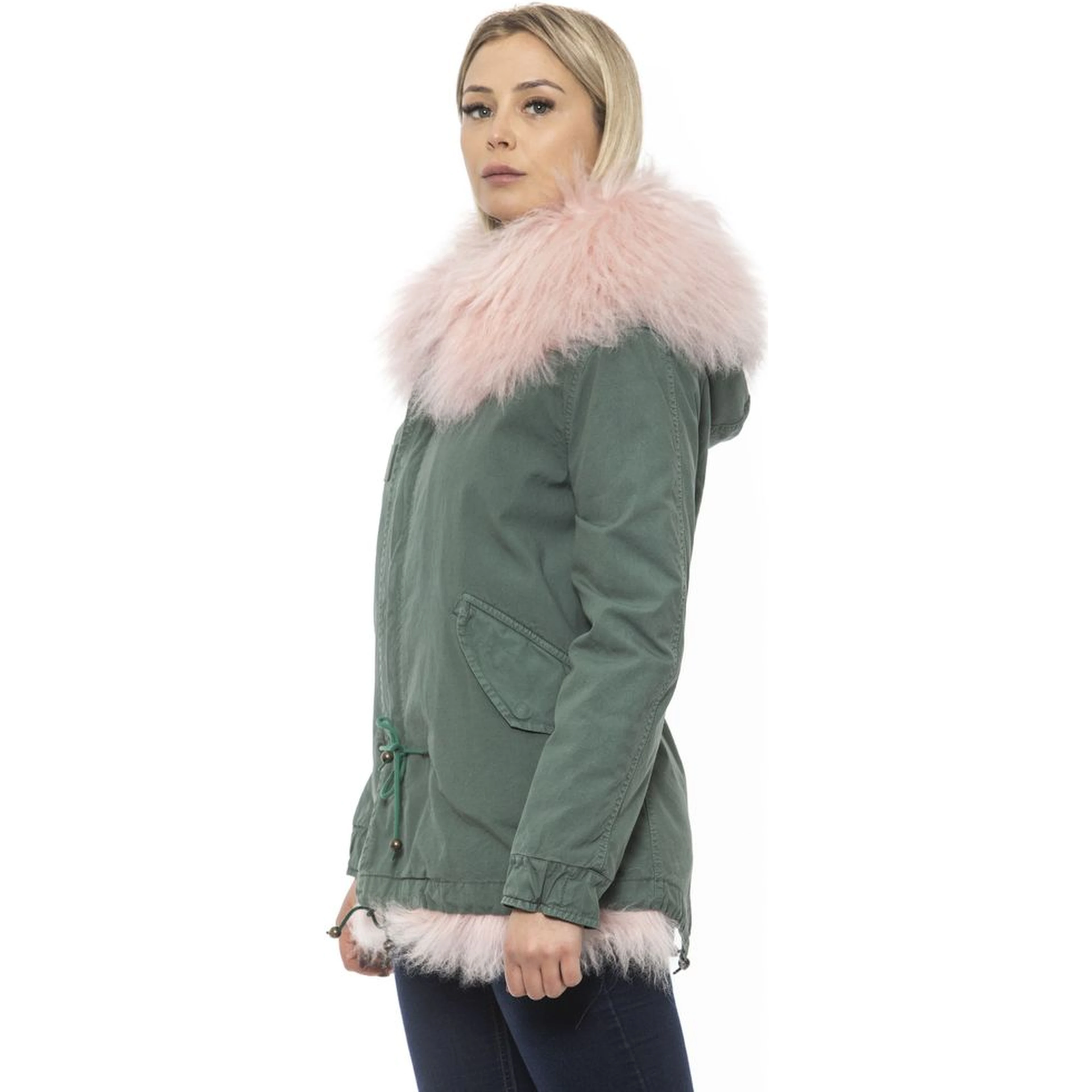 Green Cotton Women Jacket