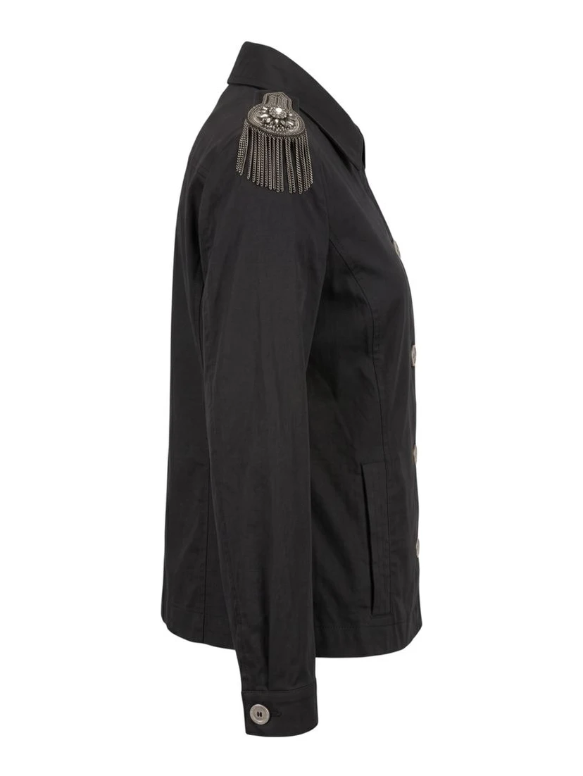 Black Cotton Women Jacket