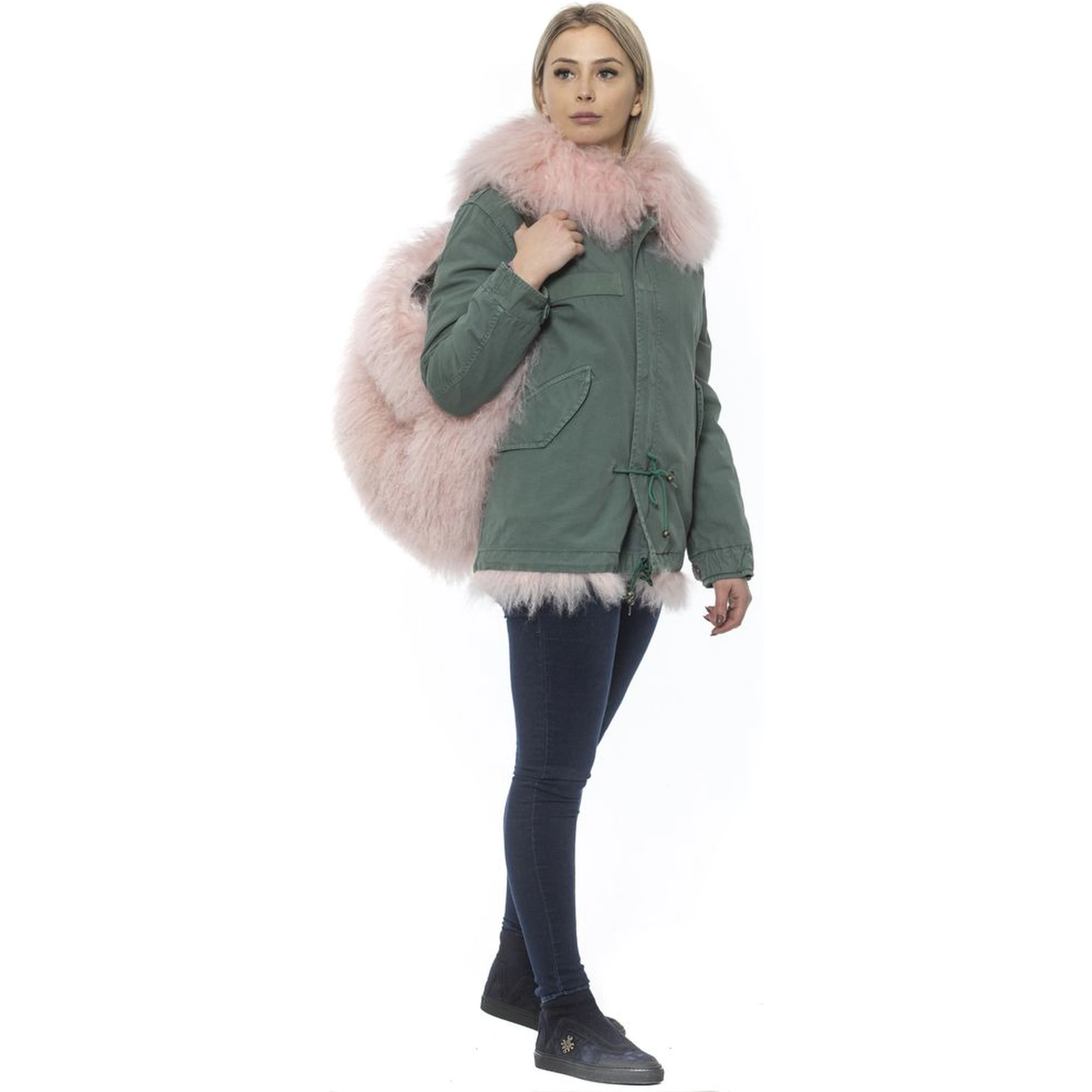 Green Cotton Women Jacket