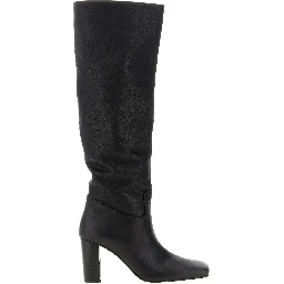 Black Calfskin Over The Knee