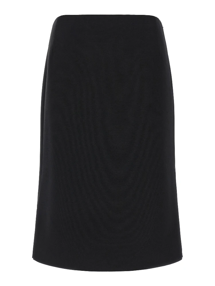 Black Wool Midi Skirt